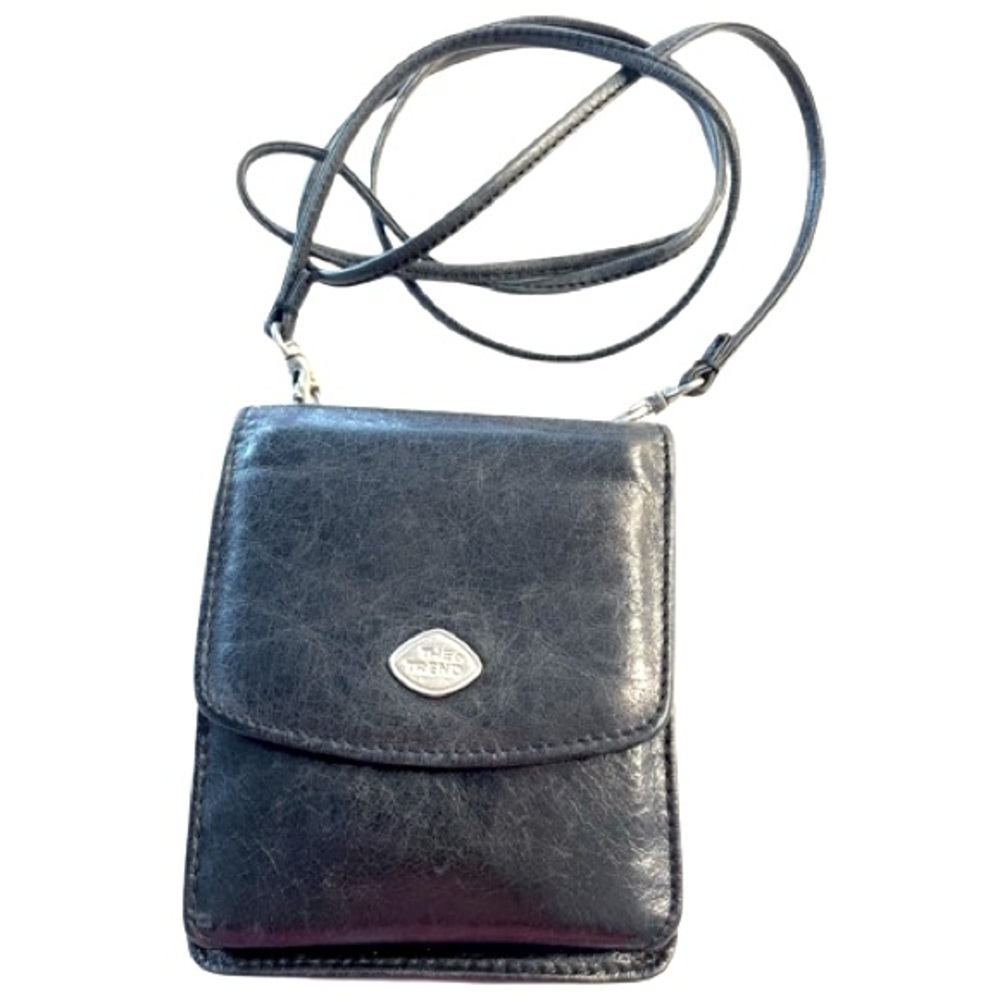 THE TREND BLACK LEATHER PURSE MINI WALLET MINI BAG CROSSBODY MINI BAG